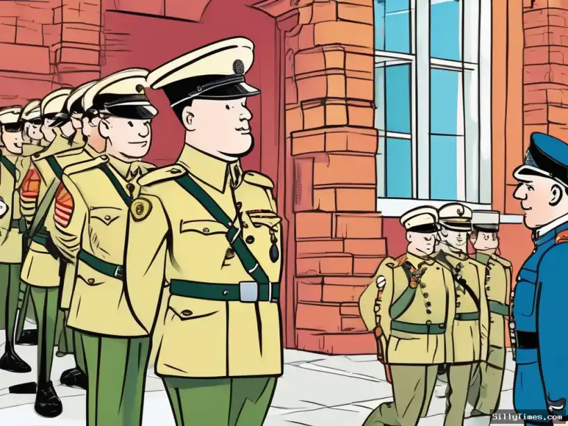 A British Sergeant-Major is inspecting his newest recruits.