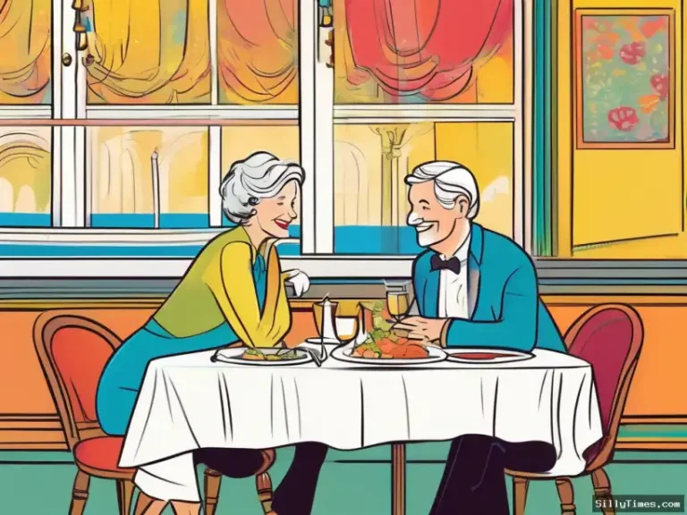 An older couple is enjoying dinner at a very upscale restaurant...