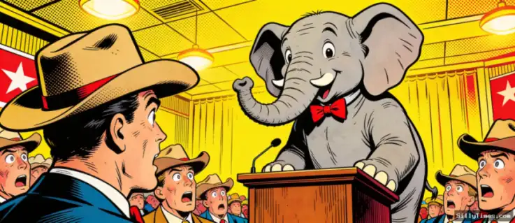 GOP's Elephant Mascot Takes Platform Too Literally